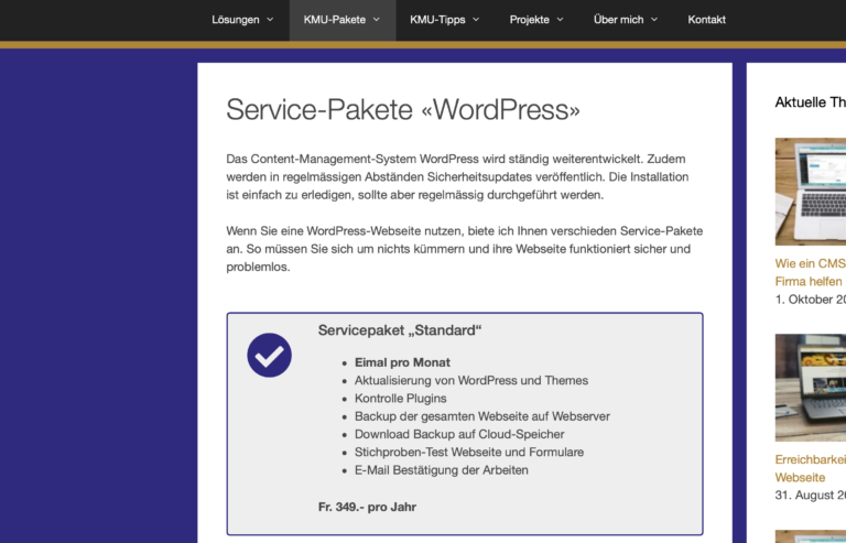 Neu im Angebot: Servicepakete für  „WordPress“