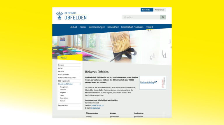 Bibliothek Obfelden mit neuem Design